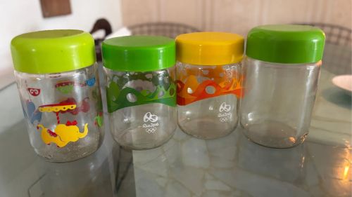 4 potes de vidro com tampa - Rio 2016