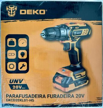 Parafusadeira e Furadeira Profissional 20V Deko com Bateria + Carregador Bivolt + Garantia