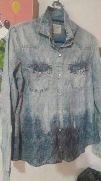 Camisa Jeans masculina Longa