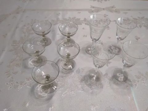 Antigo Jogo de Copos de Cristal Lapidado