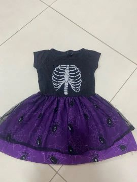Vestido Infantil Halloween esqueleto - Tamanho 1