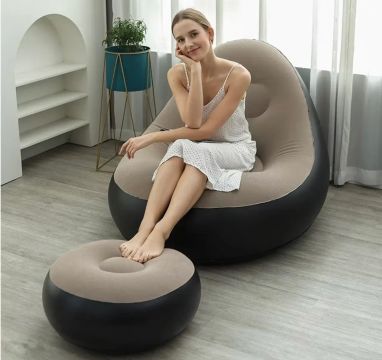 Poltrona Inflável Confortável com Puff