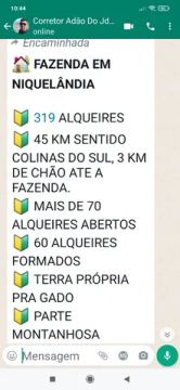 Fazenda em Niquelândia GO. 319 alqueires pego 5% imóveis em Goiânia 13 milhões 