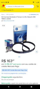 Kit Correia Dentada e Tensor 2.2 8v Gasolin S10 1995 a 2000