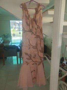 Vestido Longo Renda Bordado Festa Casamento