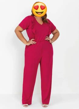 Roupa macacão plus size, cor violeta, super elegante, ideal para as festas!