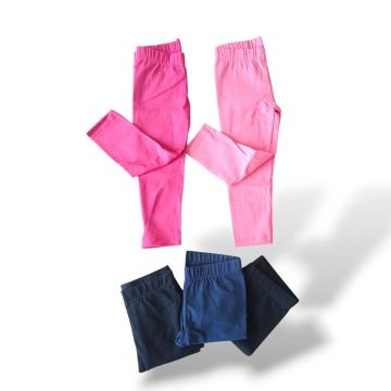  Lote de Calça Legging Infantil Menina Em Cotton Kit Com 5 Peças Tamanho 2