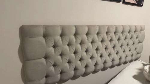 Cabeceira cama King estofada cinza 