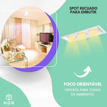 Spot Recuado para Embutir - Foco Orienatável