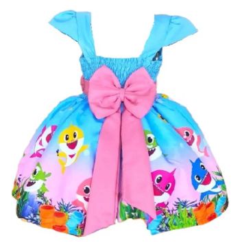 Vestido de Festa Baby Shark - Tamanho 2 anos