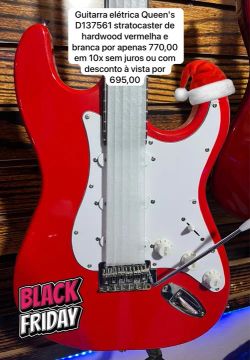 Guitarra elétrica Queen's D137561 stratocaster de  hardwood vermelha e branca
