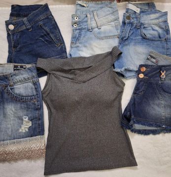 Desapego Shorts Jeans 36/38 5 peças.