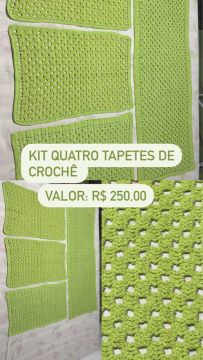 Kit quatro tapetes de crochê 