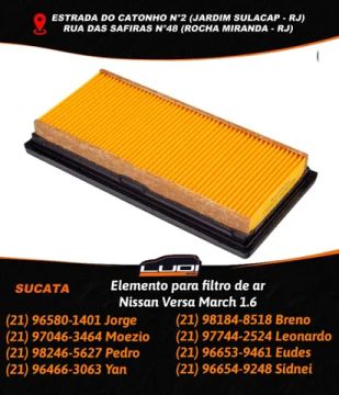 Elemento para filtro de ar Nissan Versa March 1.6