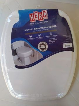 Assento Almofadado para Vaso Sanitário Thema, Hércules, branco- Novo