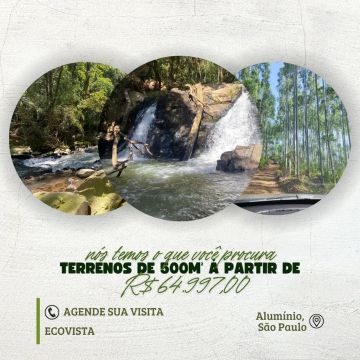 BS(Terrenos de chácara, em condomínio fechado em meio a natureza de 500 metros em Alumínio