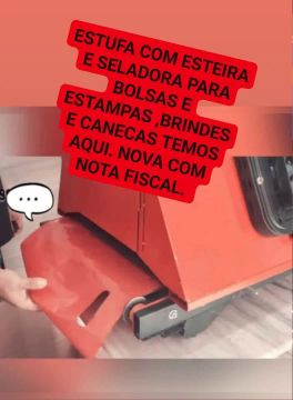 MÁQUINA INDUSTRIAL AUTOMÁTICA PARA BOLSAS E CANECAS BRINDES COM ESTUFA E ESTEIRA AUT. 