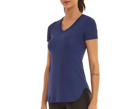Alto Giro - Camiseta Skin Fit alongada gola v - Azul escuro - P