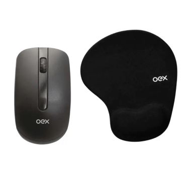 Kit Mouse Pad Gel + Mouse Com fio 1000dpi - Oex  cod: 10057