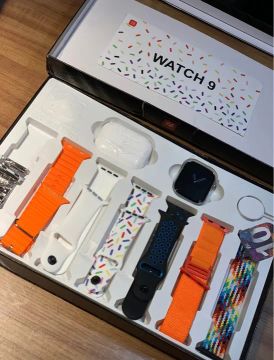 Smartwatch Ultra 9 Kit completo com pulseiras, fone de ouvido, relógio