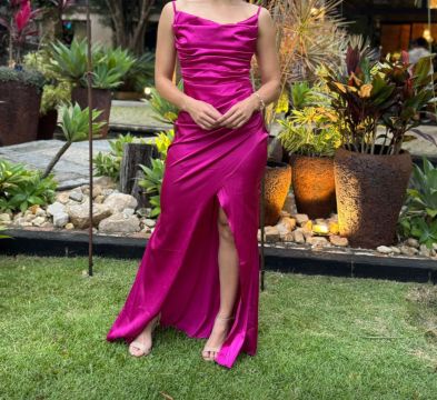 Vestido Longo Rosa Pink de Seda