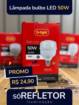 Lâmpada Led 50W - Branco Frio - T100 - G-Light