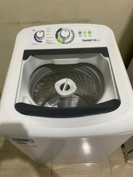 Máquina de lavar roupa consul 12kg branca automática fazendo todas as funções