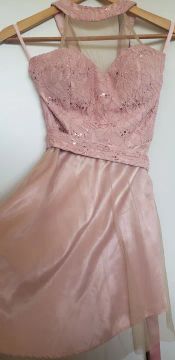 Vestido de festa rosa - cetim e tule tamanho P