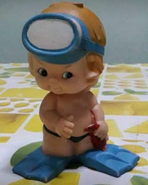 Mergulhador em Borracha/Vinil - Peça Rara - 16cm - Anos 70/80