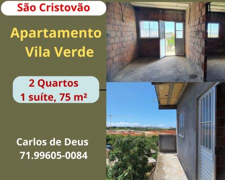 Ótimo 2 Quartos, 01 suíte, 75 m²,  2 sanítários,  varanda, 1º Andar, Vila Verde , São Cris