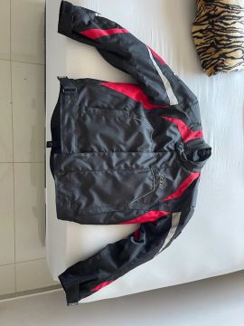 Jaqueta de Motociclista X-11 - Preta, Vermelha e Cinza