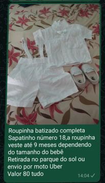 Roupa de Batizado Completa - Bebê - Tamanho RN