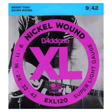 Encordoamento Guitarra Daddario 09 Exl120 - 009-042 Cordas De Guitarra Jogo 0.9 Guitarra
