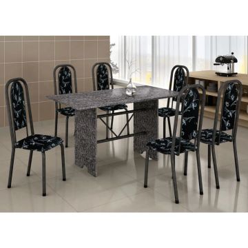 Mesa de Jantar em Granito cinza com 6 Cadeiras