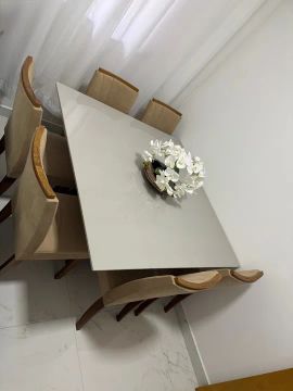 Mesa de Jantar em Vidro - 6 Cadeiras