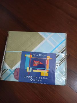 Jogo de Cama Queen Percal 180 Fios Pool - Novo