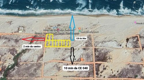 Lotes vista mar, 120mt do mar com 420 metros quadrados em Uruaú - Beberibe - CE