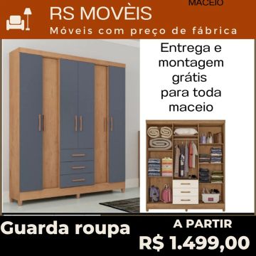 Guarda-Roupa de 6 Portas - Amadeirado - Novo
