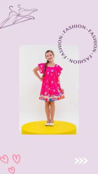Vestido Infantil Juvenil Estampado Com Manga Curta Tamanho 12