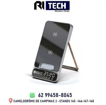 Dock Station Carregador Indução Compatível com IPhone 18w Wireless Relógio Despertador