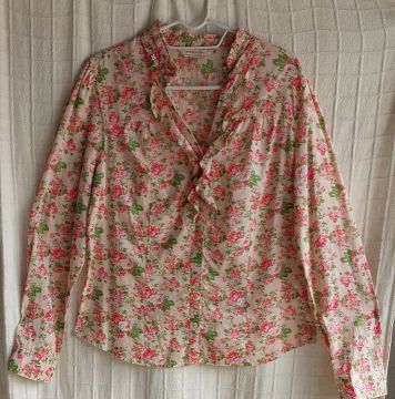 Camisa floral com babado M