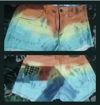 Shorts Jeans Tie Dye Colorido