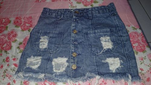 Saia Jeans Destroyed - Tamanho P