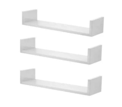 Jogo com 3 Prateleira Nichos U Livros 50x10 Mdf 15mm Branco