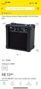 Cubo Peavey Guitarra Rage Audition 220v