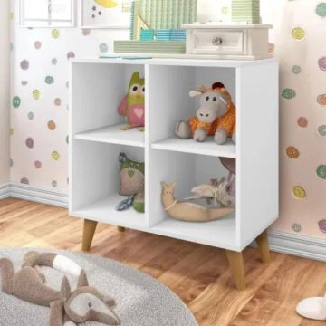 Estante Montessoriana 75 4 Nichos Branco 1238 J A Moveis - Entrega Rápida!