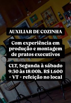 Vaga para Auxiliar de Cozinha 