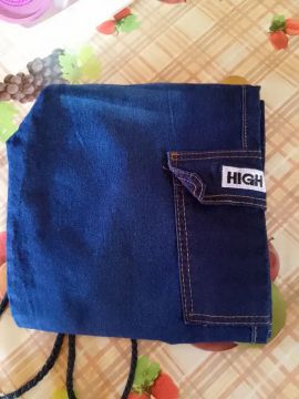 Calça cargo boca larga