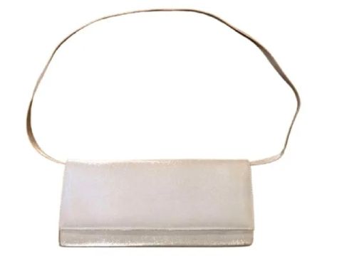 Carteira Clutch Cetim Com 2 Tamanhos De Alças Prateado