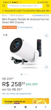 Projetor Portátil 4K Android Full HD Smart Wifi Cinema